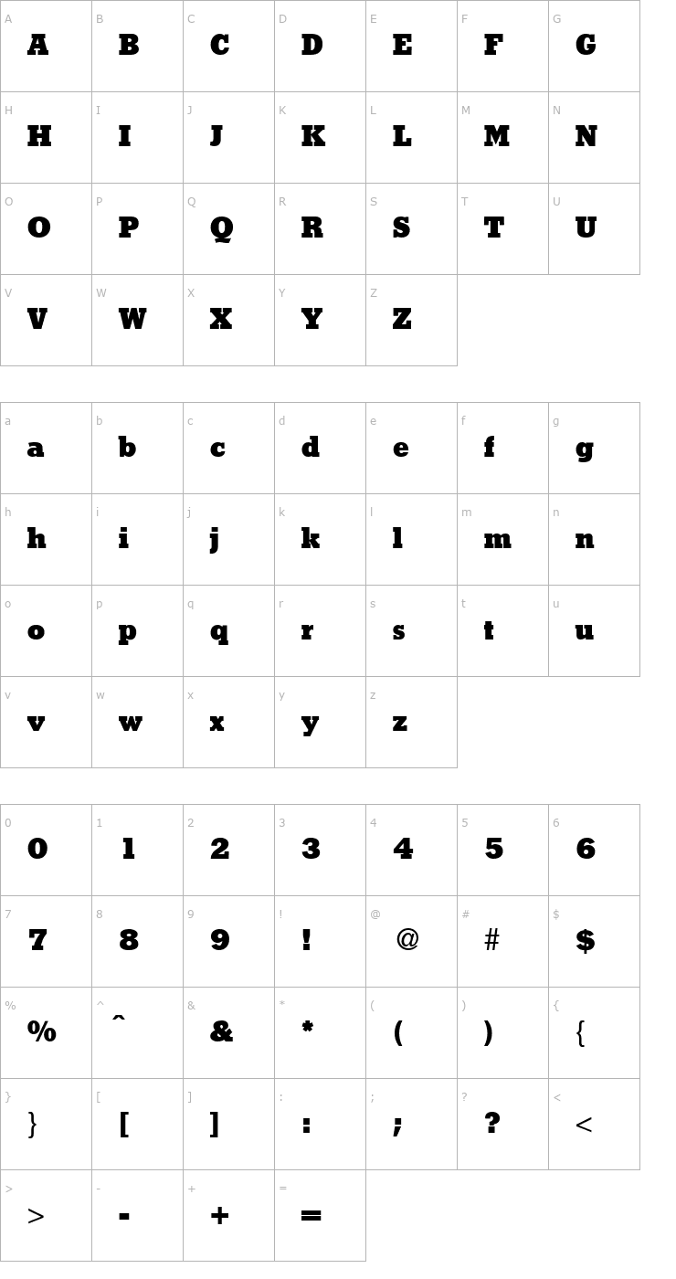 Character Map StymieBlack-Regular Font