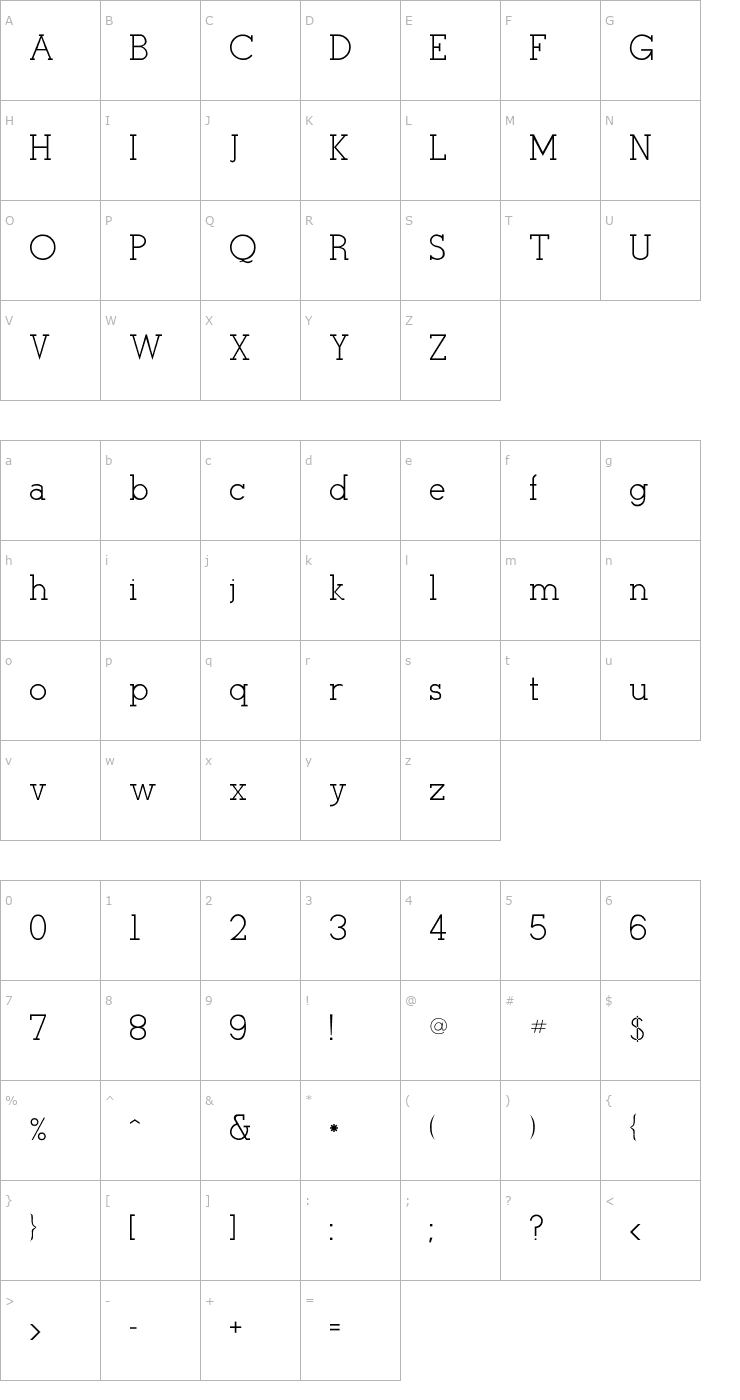 Character Map StymieLight Font