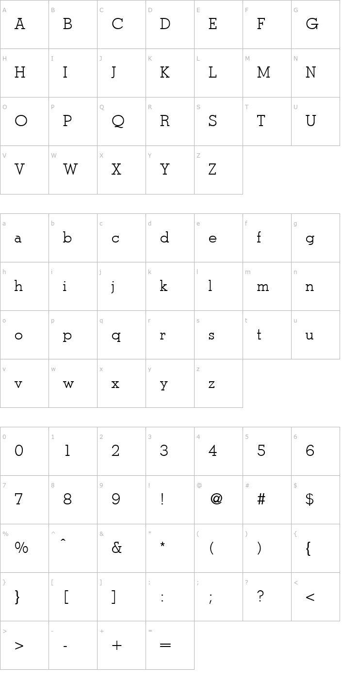 Character Map StymieLight-Regular Font