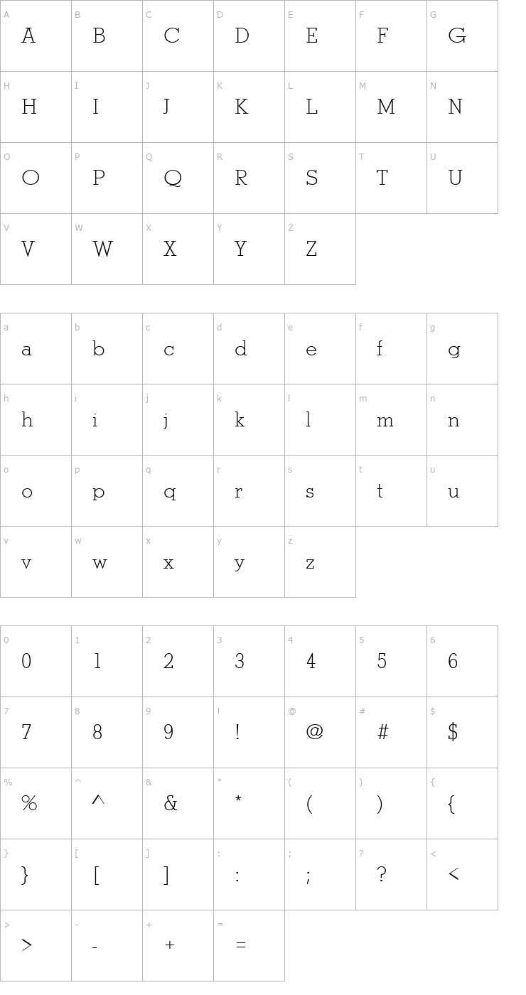 Character Map StymieTLig Font