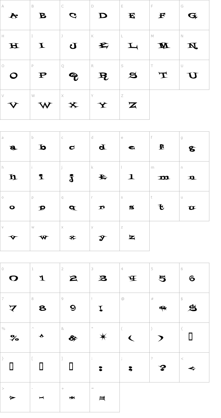 Character Map Styrofoam Feelings Font