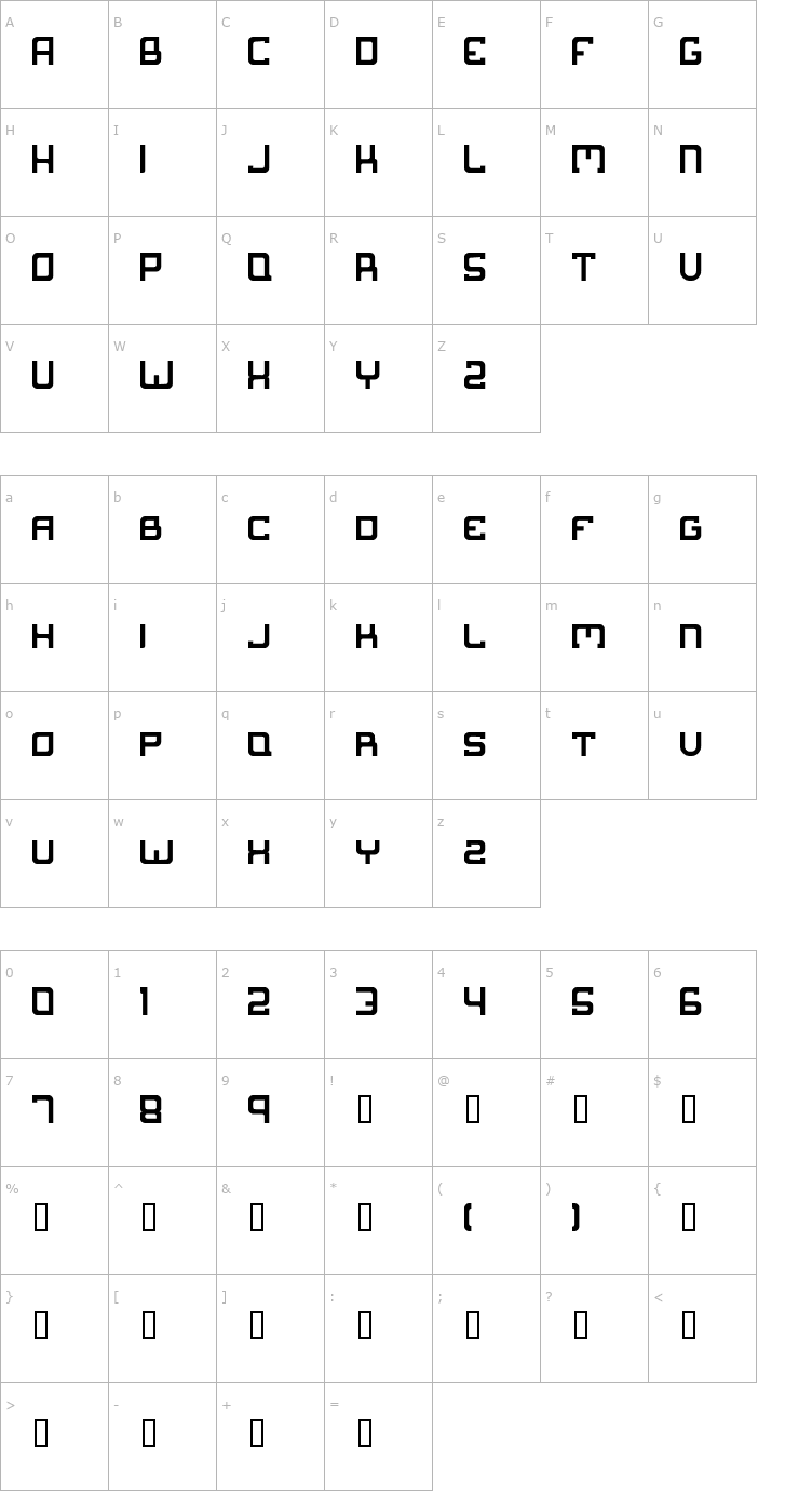 Character Map Suborban Font