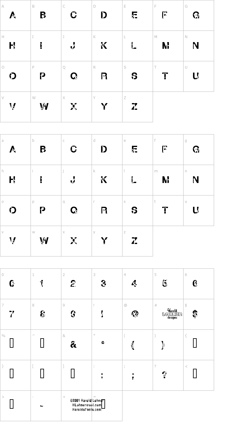 Character Map Subtext Font