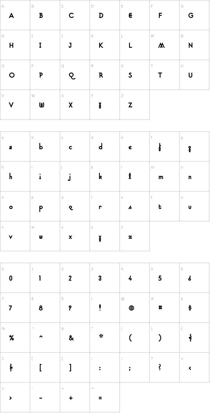 Character Map SuburbanBold Font