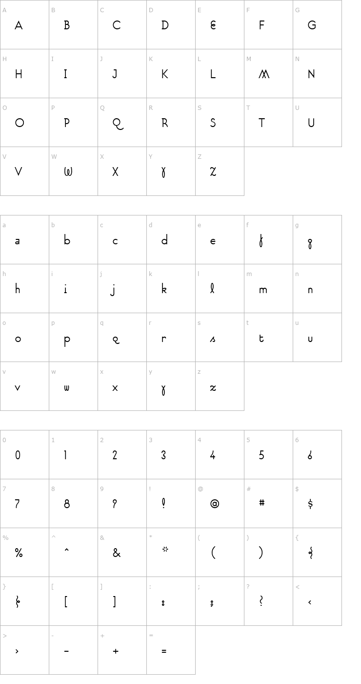 Character Map SuburbanLight Font