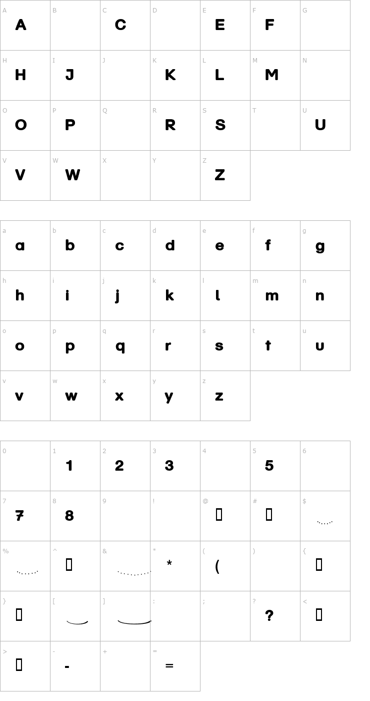 Character Map Südfett Font