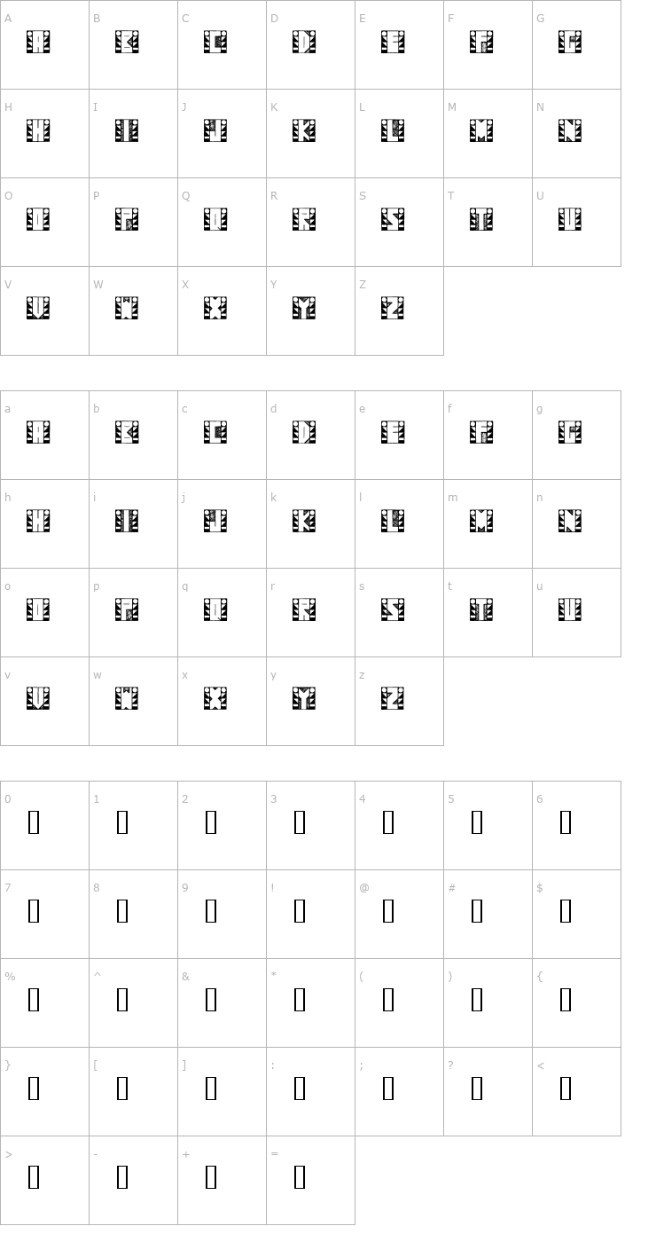 Character Map SugarFootStrut Font