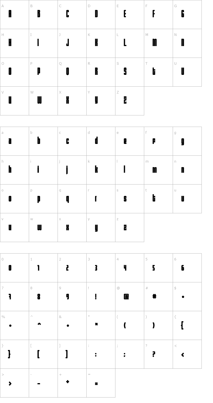 Character Map Sumo Font