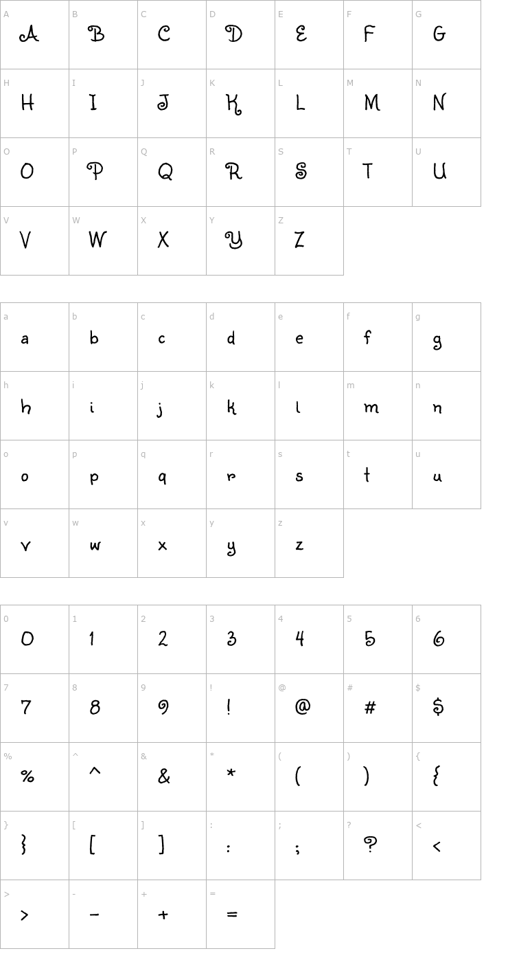 Character Map Sunshiney Font