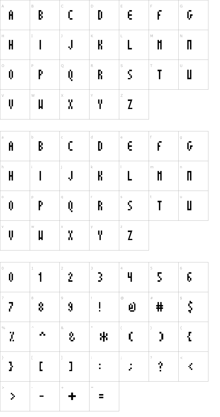 Character Map Super Fine P Font