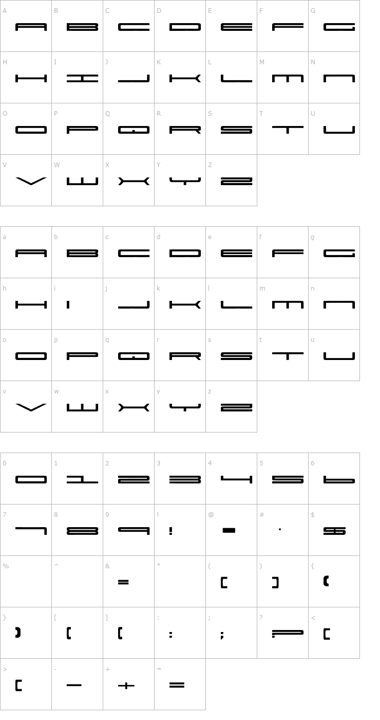 Character Map Super Ultra 911 Font