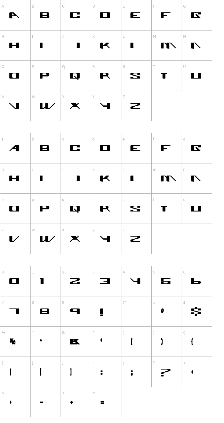 Character Map Superglue Font