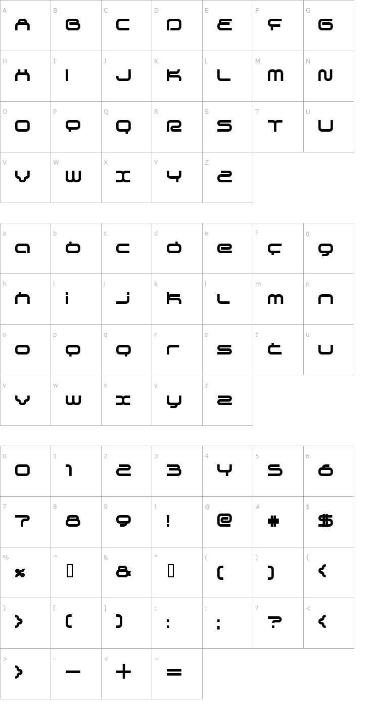 Character Map supersonic Bold Font