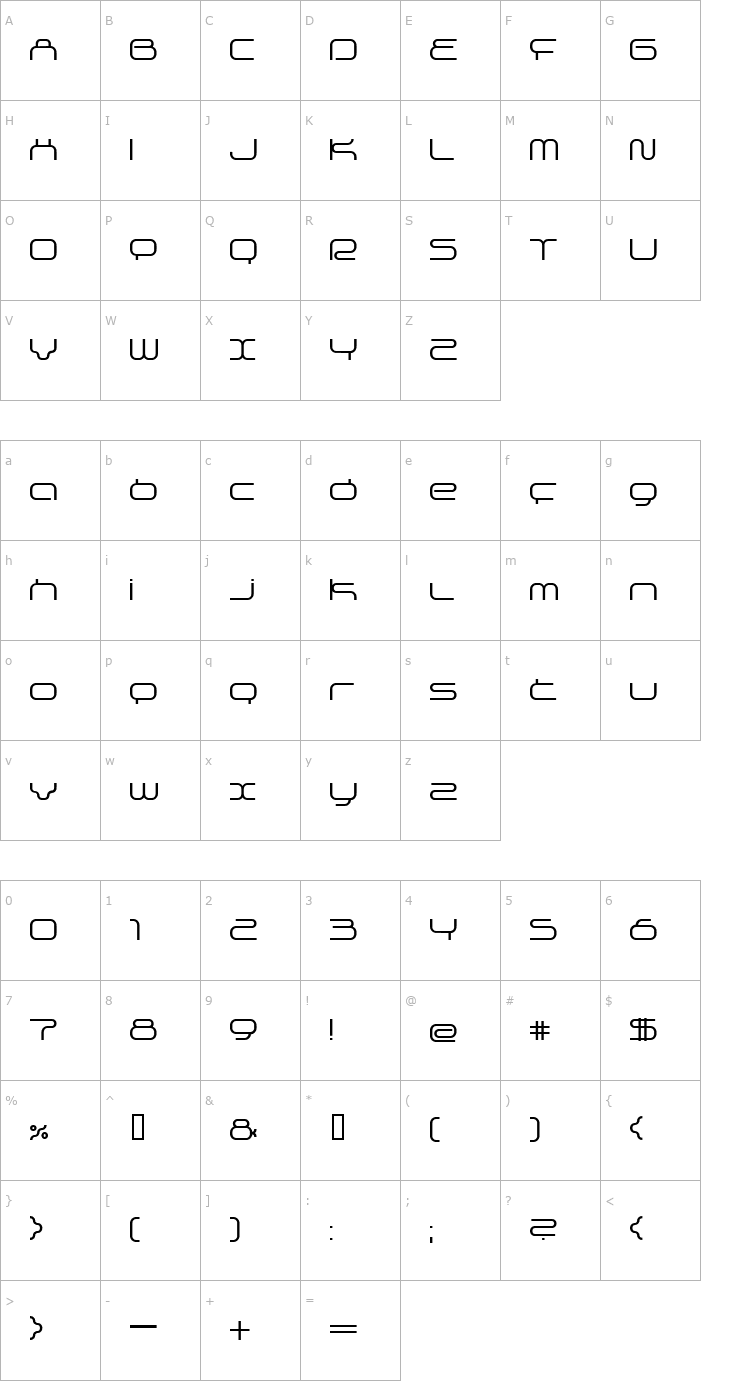 Character Map supersonic Font