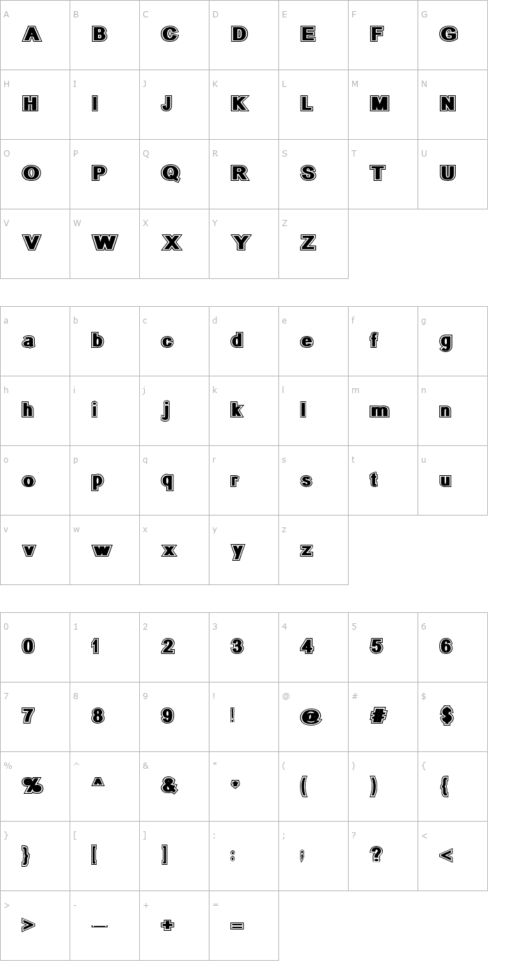 Character Map SURROUNDED large Font