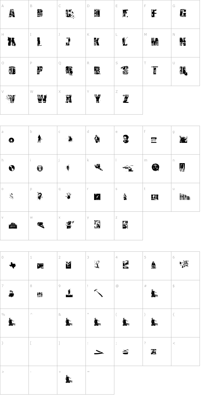 Character Map Survival Horror Font