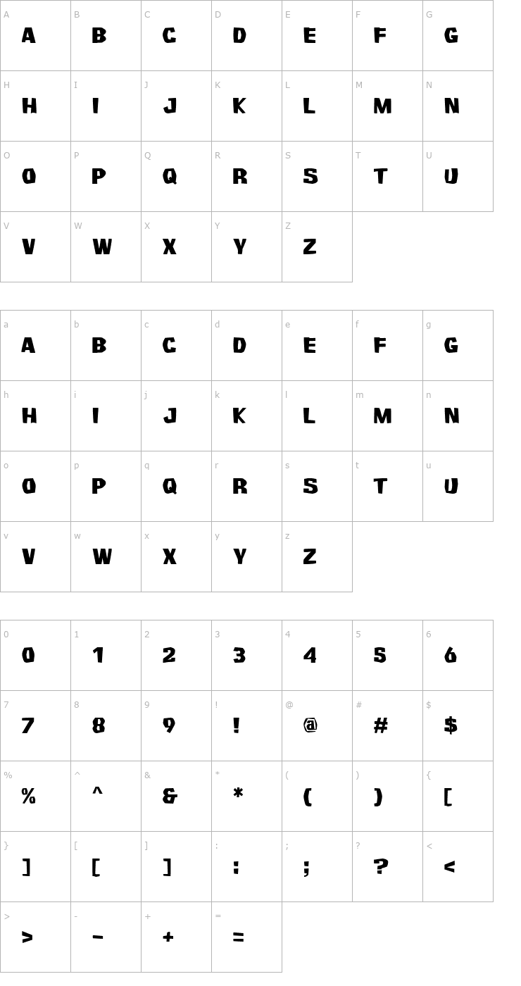 Character Map Survivant Font