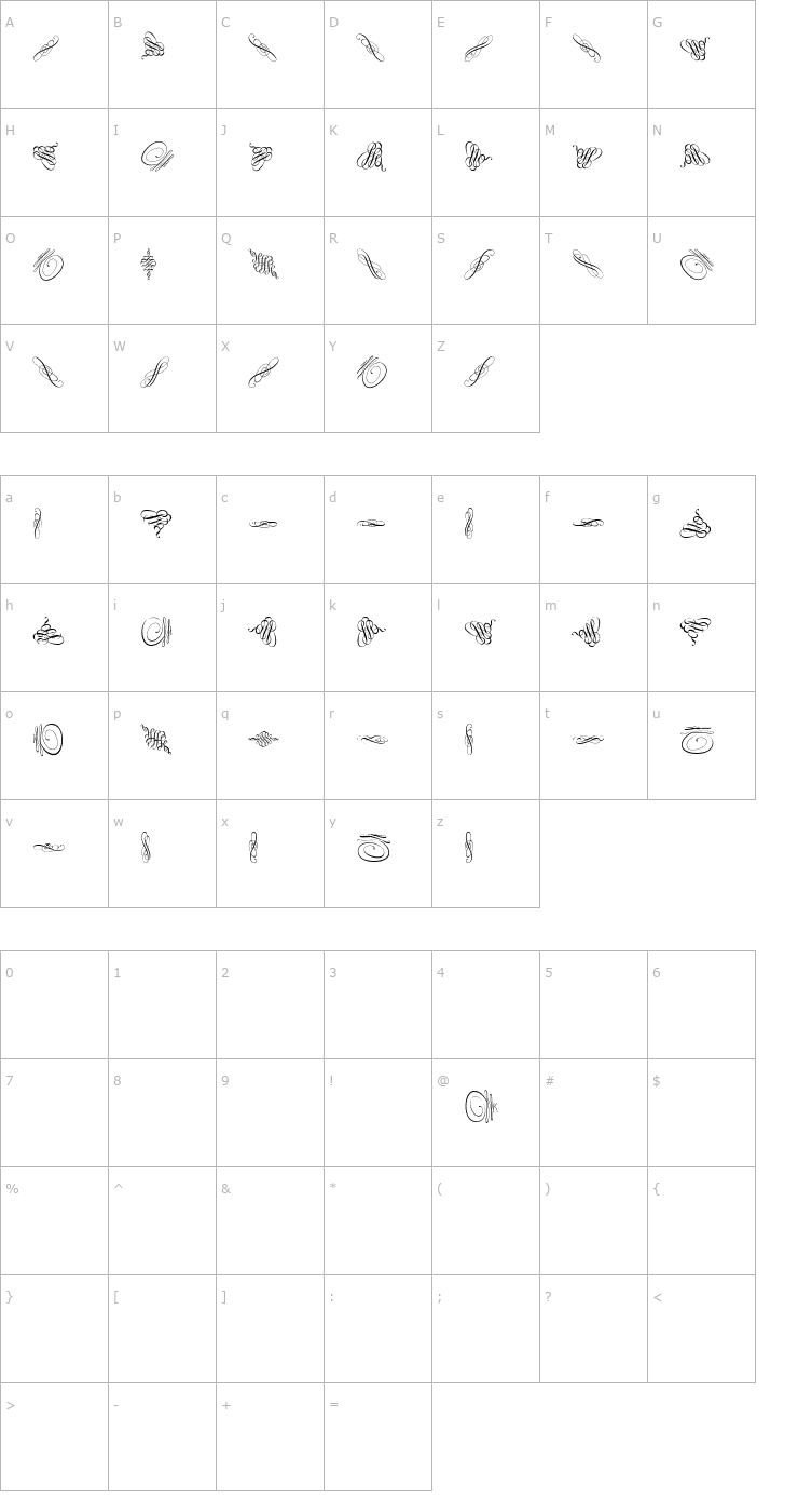 Character Map Swinging Font