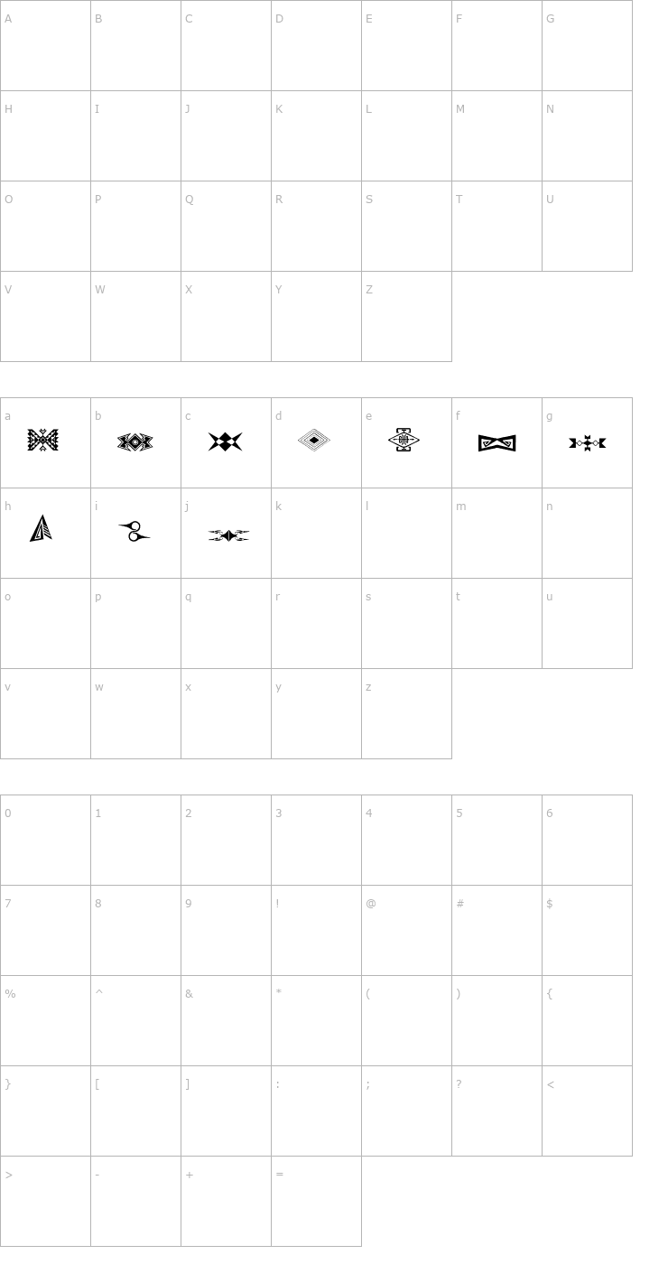 Character Map swmotif2 Font