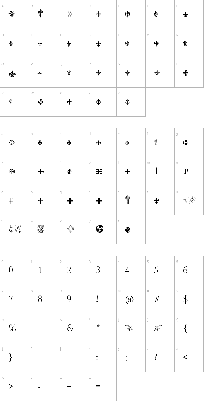 Character Map Symbol Crucifix Font