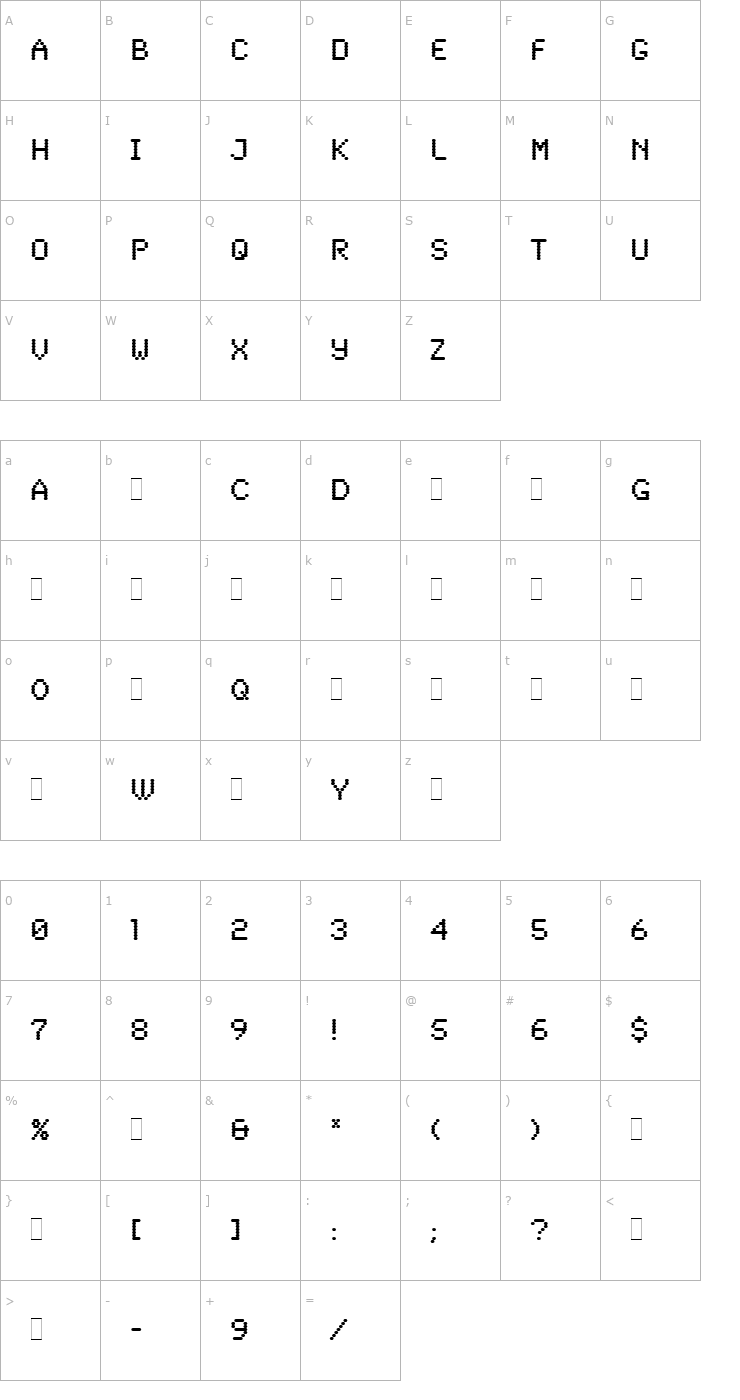 Character Map Synchro LET Plain1.0 Font