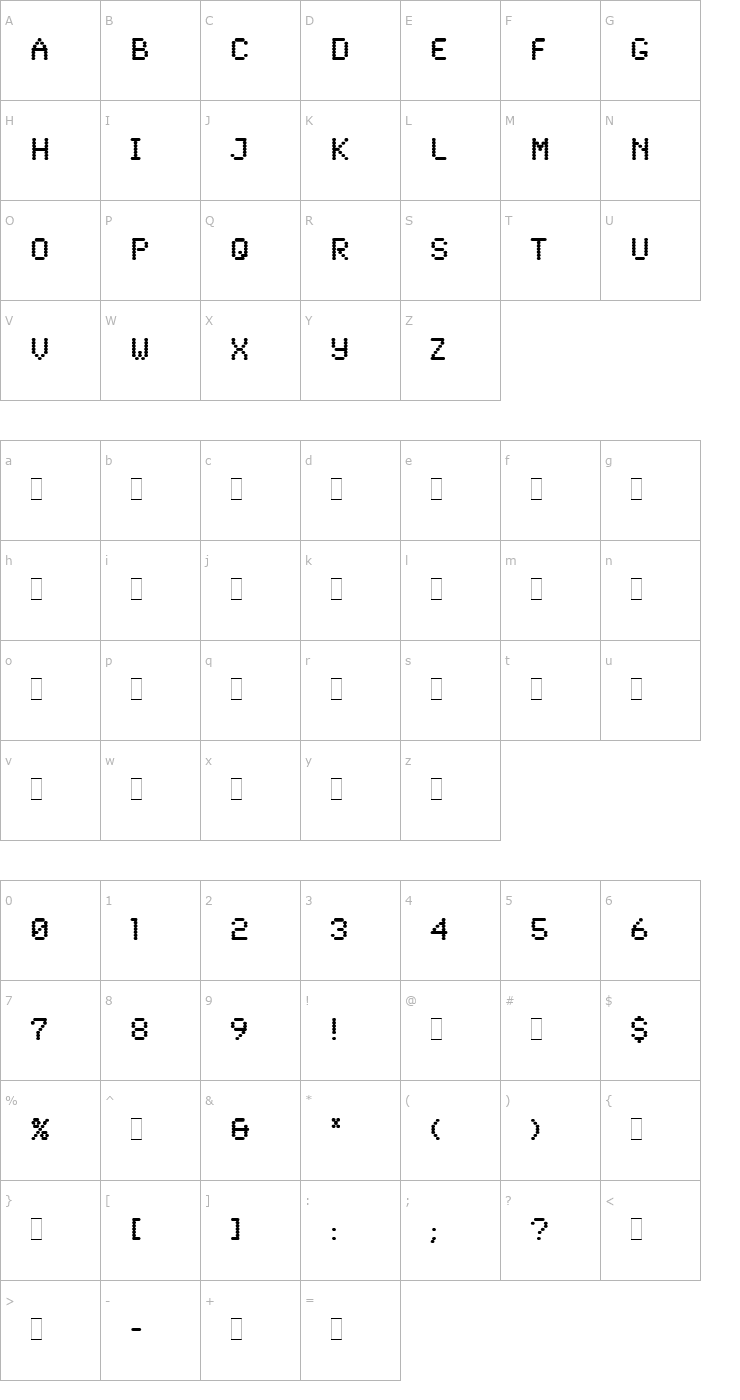 Character Map Synchro Plain Font