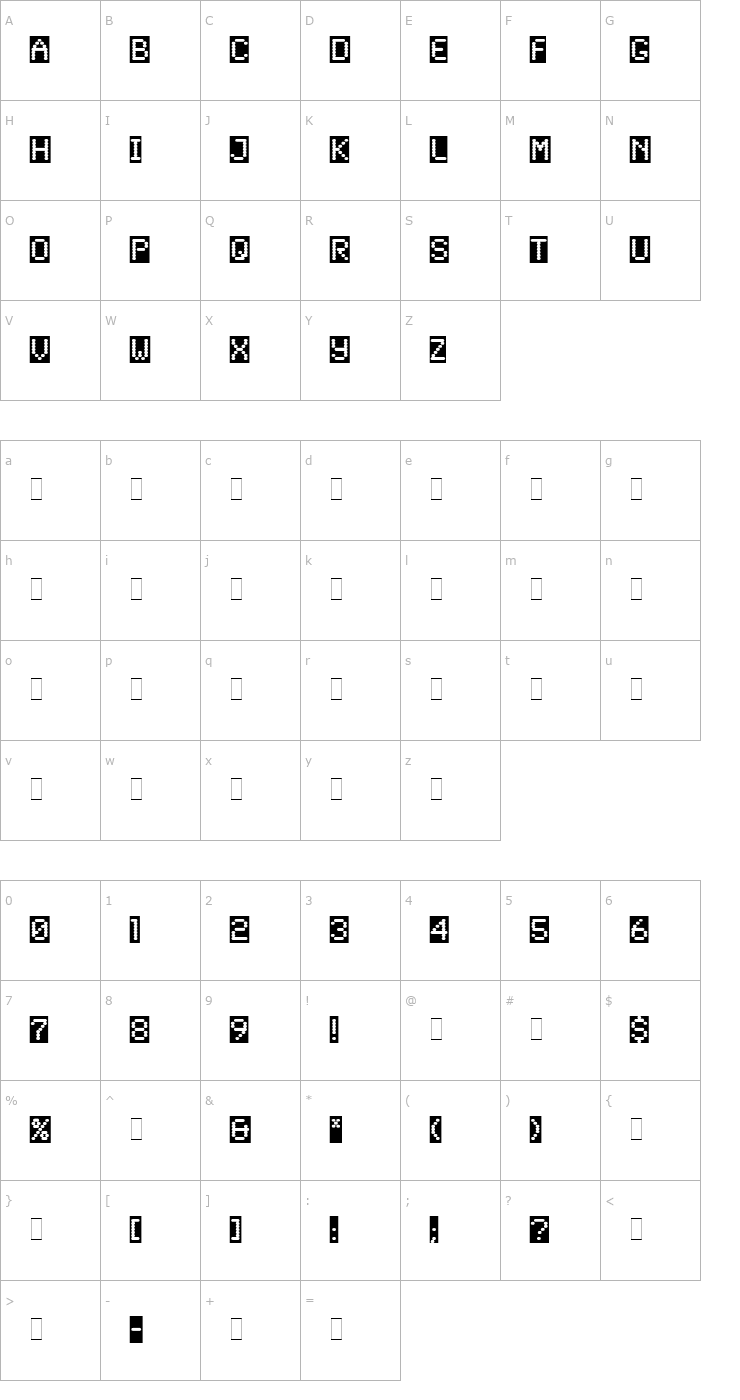 Character Map SynchroReversed Plain Font