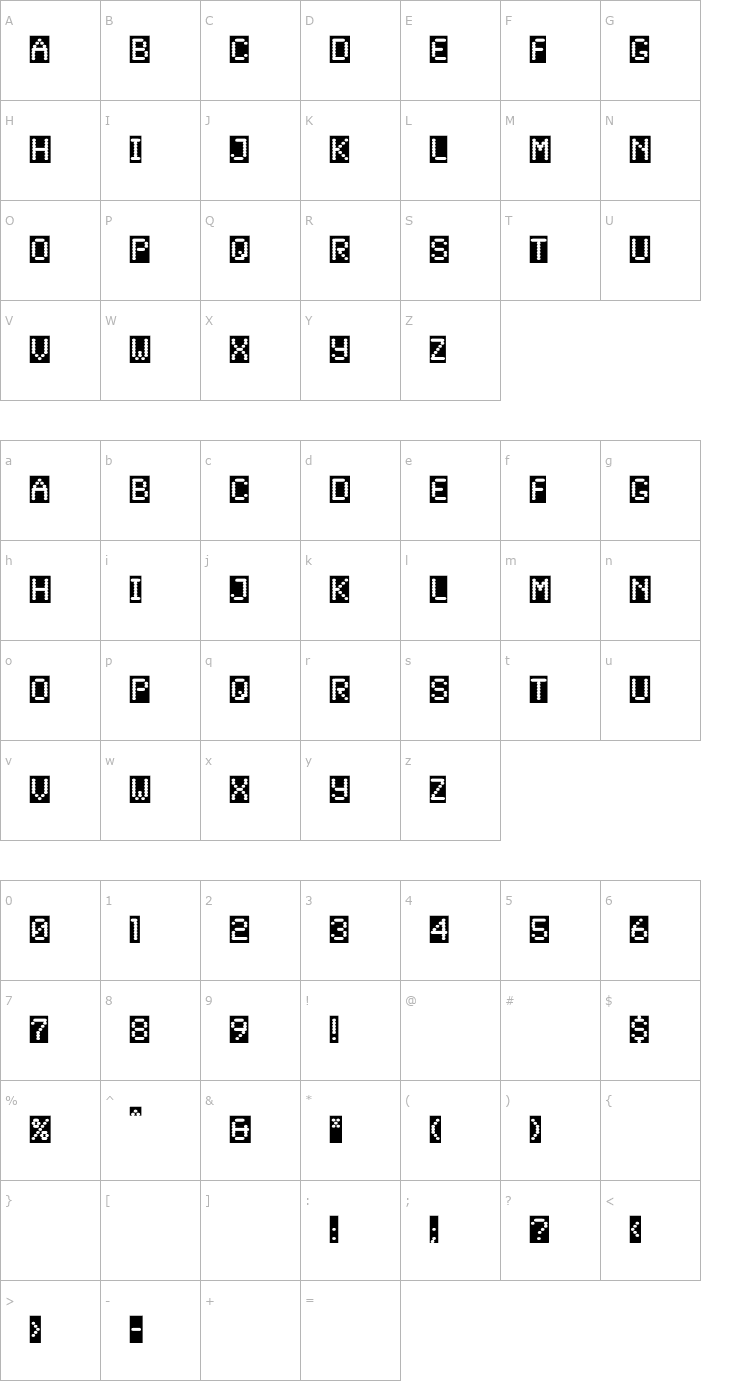 Character Map SynchroReversePlain Font