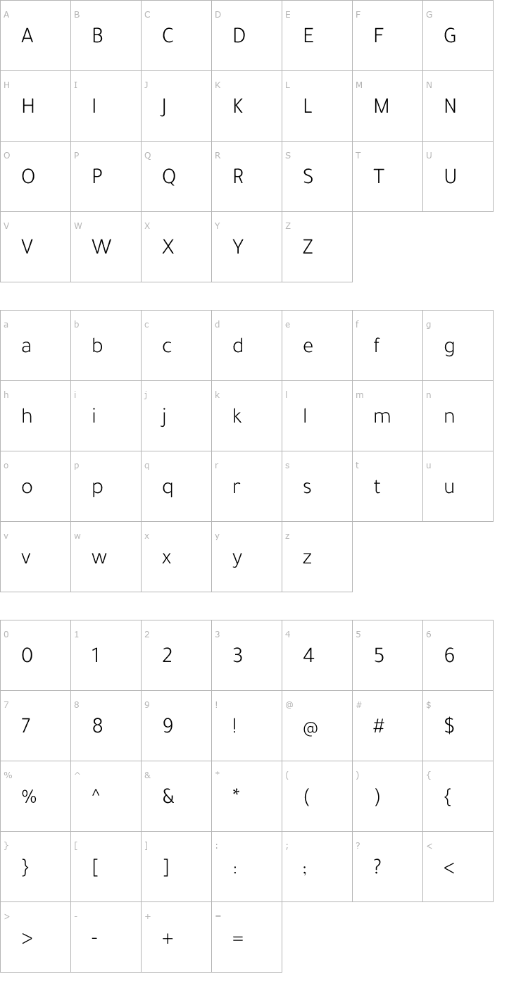 Character Map Tajawal Light Font