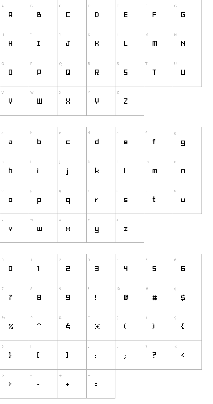 Character Map Tama Mini02 Font