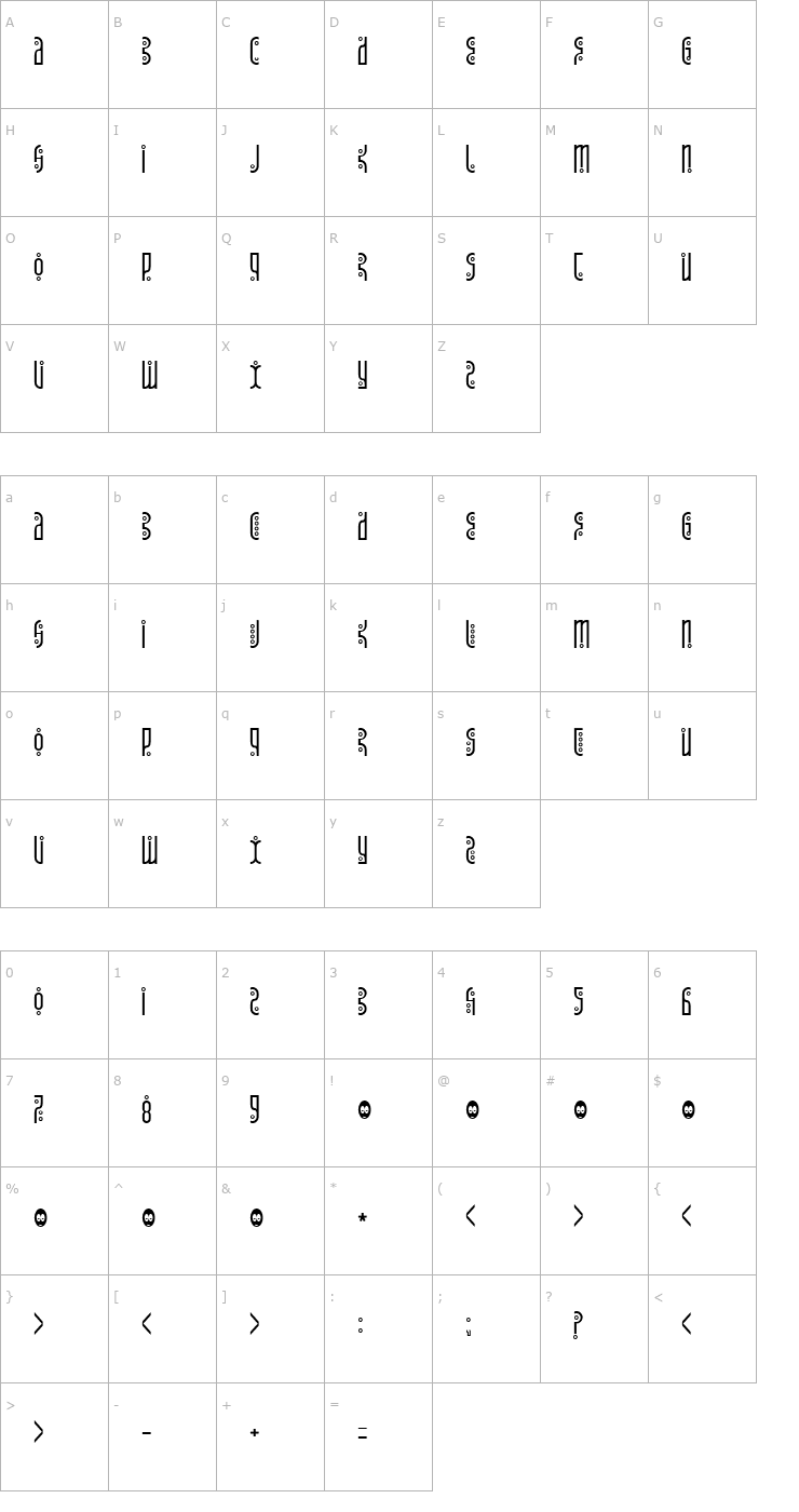 Character Map Tantrum Tongue Font