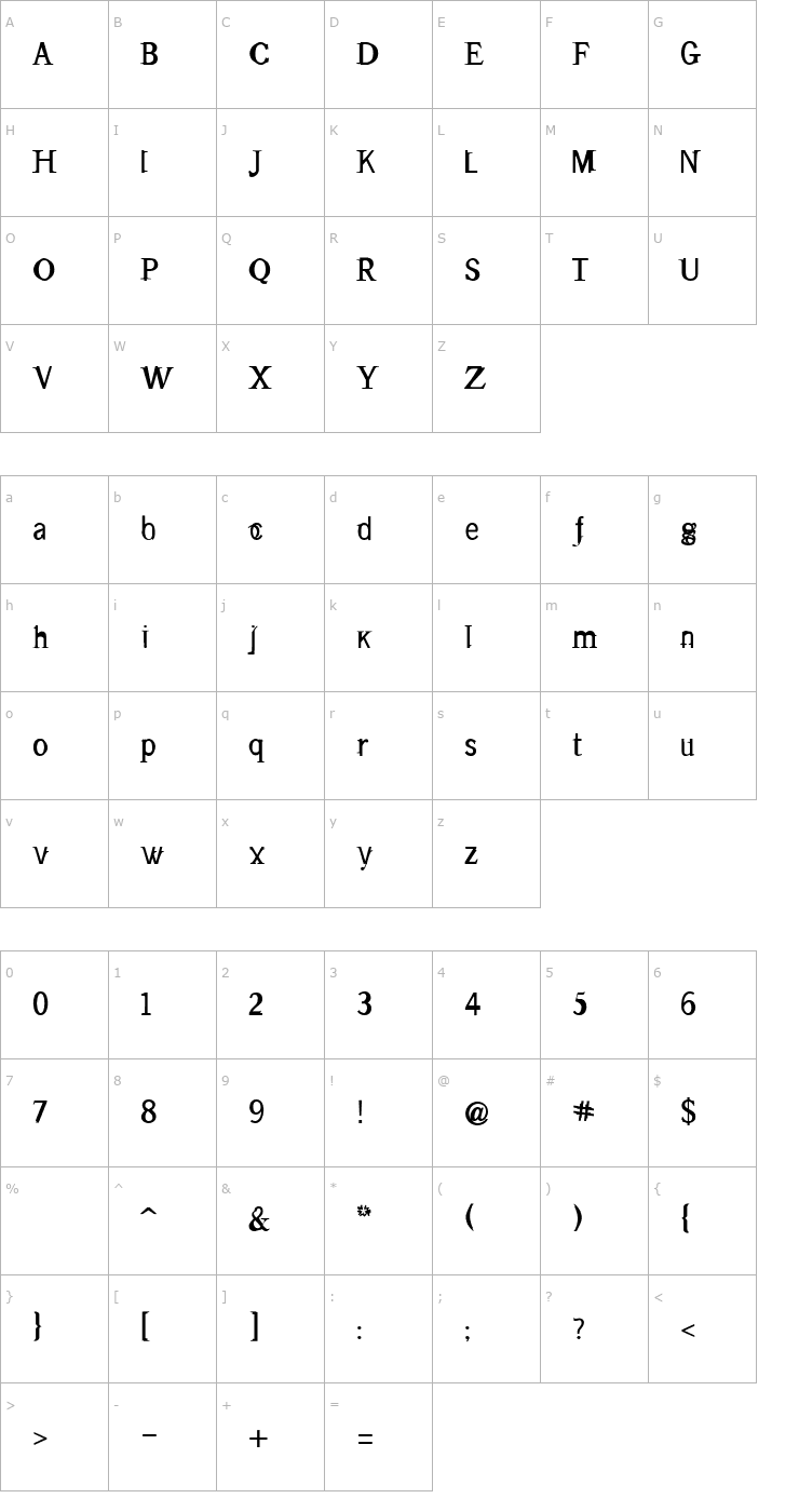 Character Map Tape-Regular Font