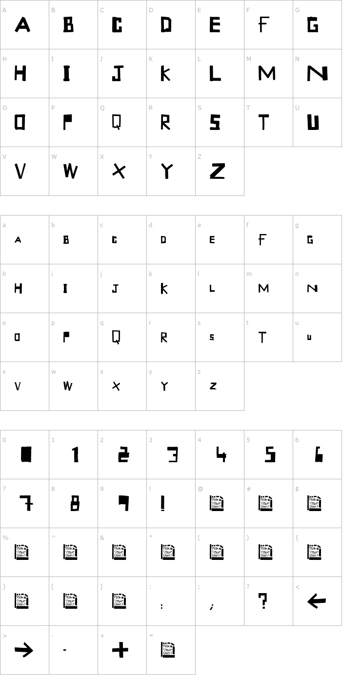 Character Map TapeType Font