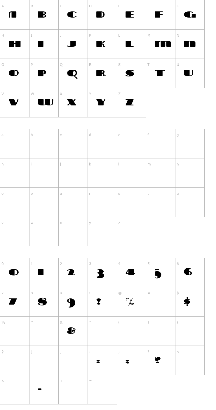 Character Map TaraBulbous Font