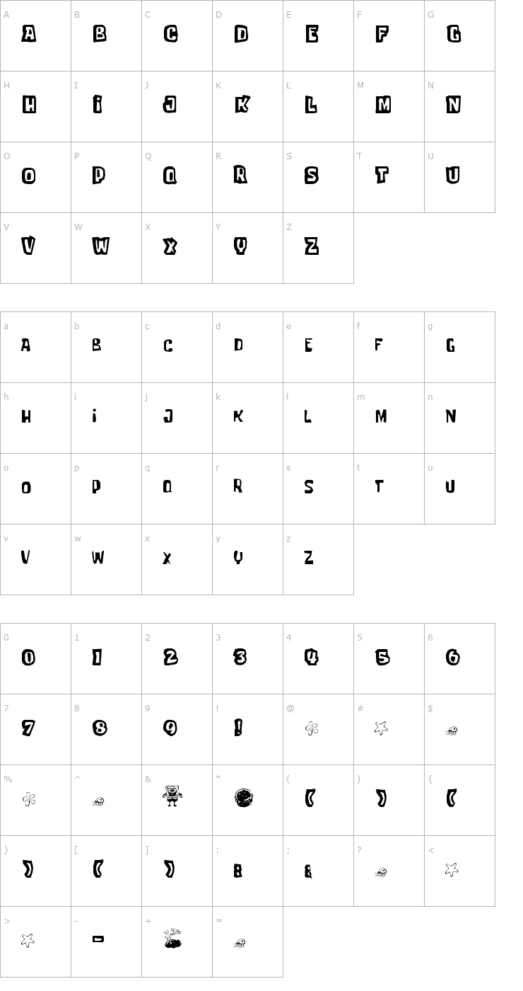 Character Map Tartarsauce Erc Font