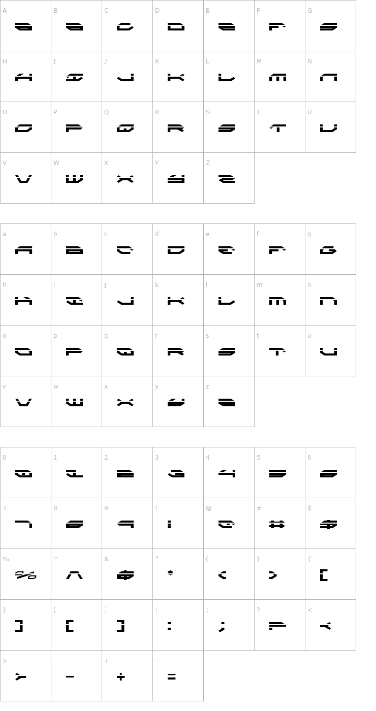 Character Map Taskforce Laser Font