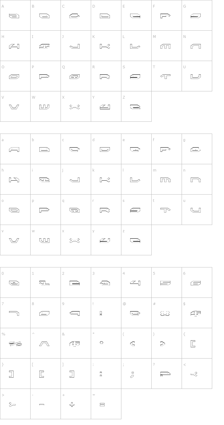 Character Map Taskforce Outline Font