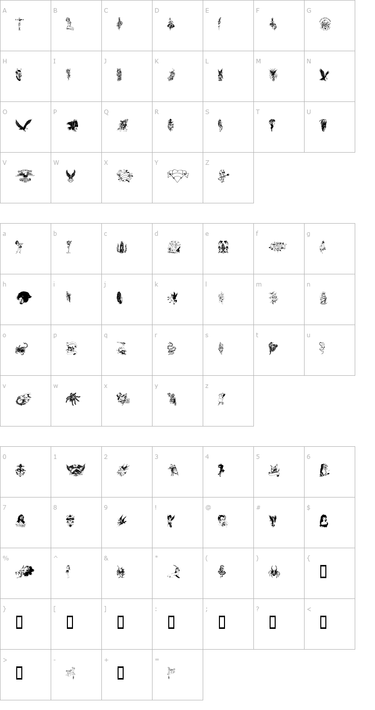 Character Map Tattoo Parlour Font