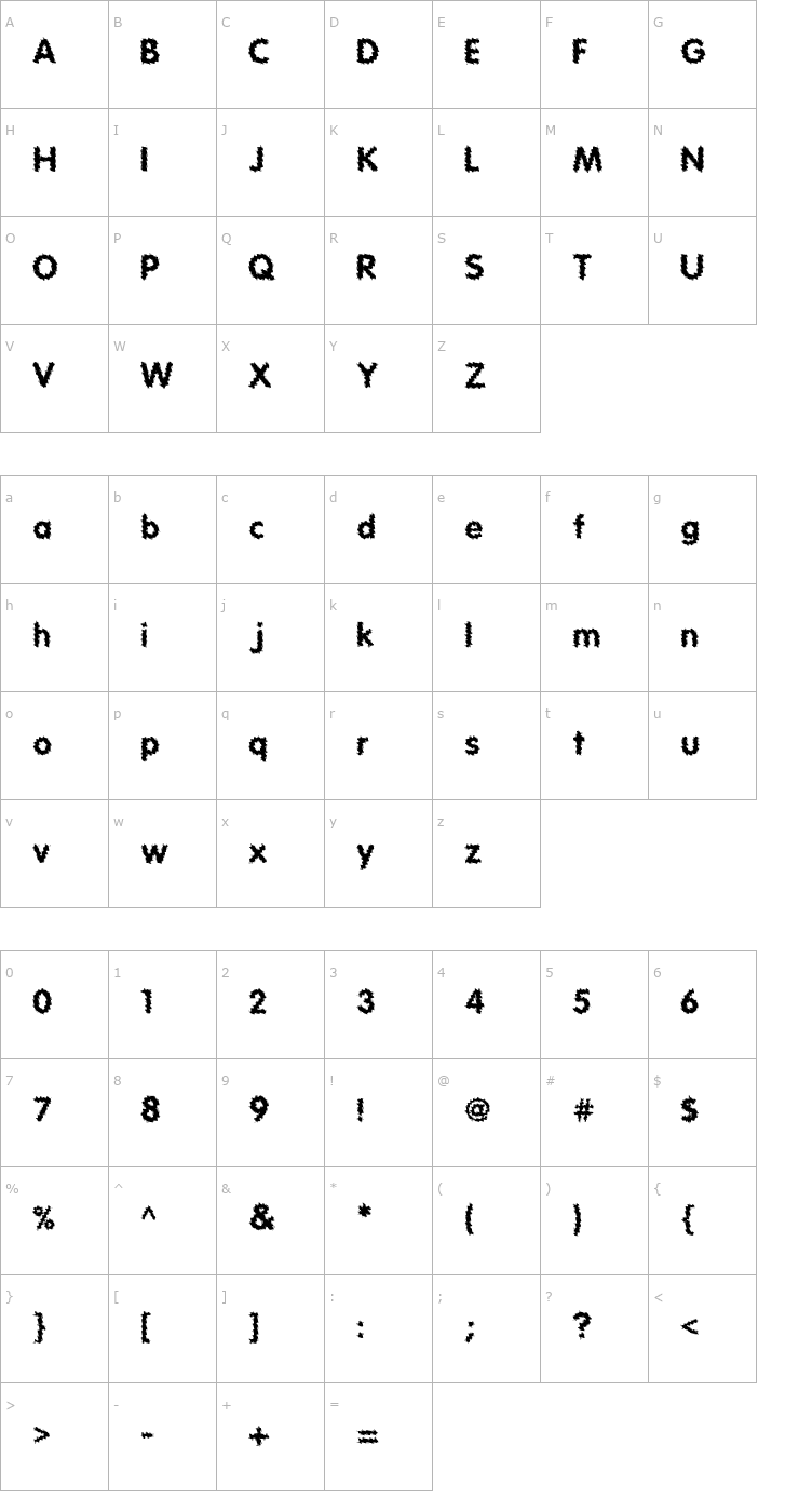 Character Map Tear Font