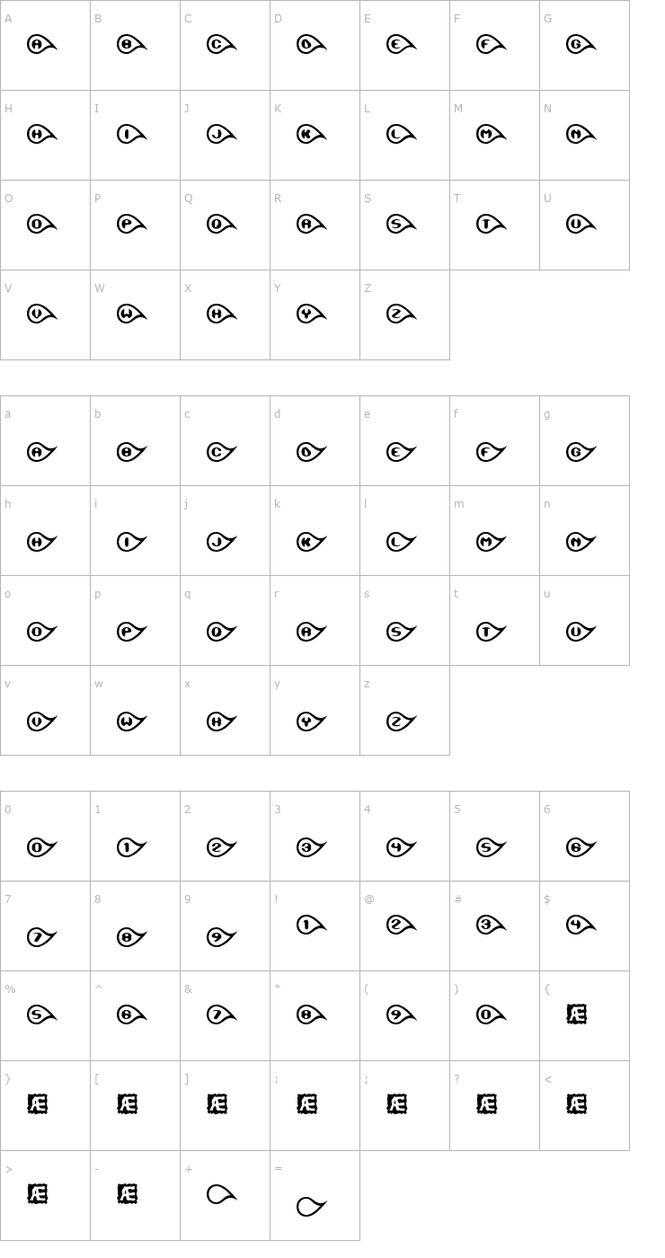 Character Map Tearful (BRK) Font