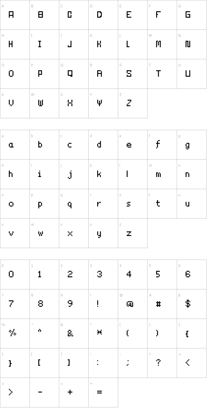 Character Map Technicality Font