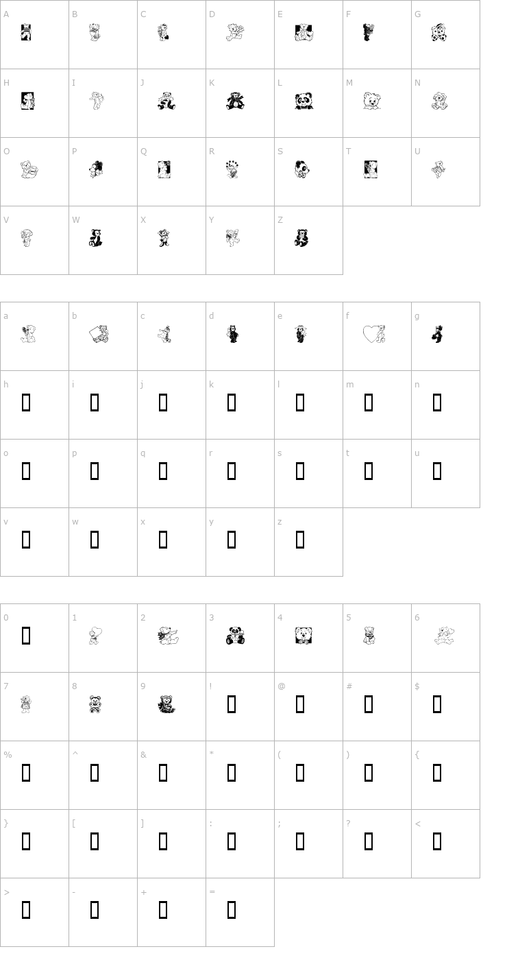 Character Map Teddyber V1.1 Font