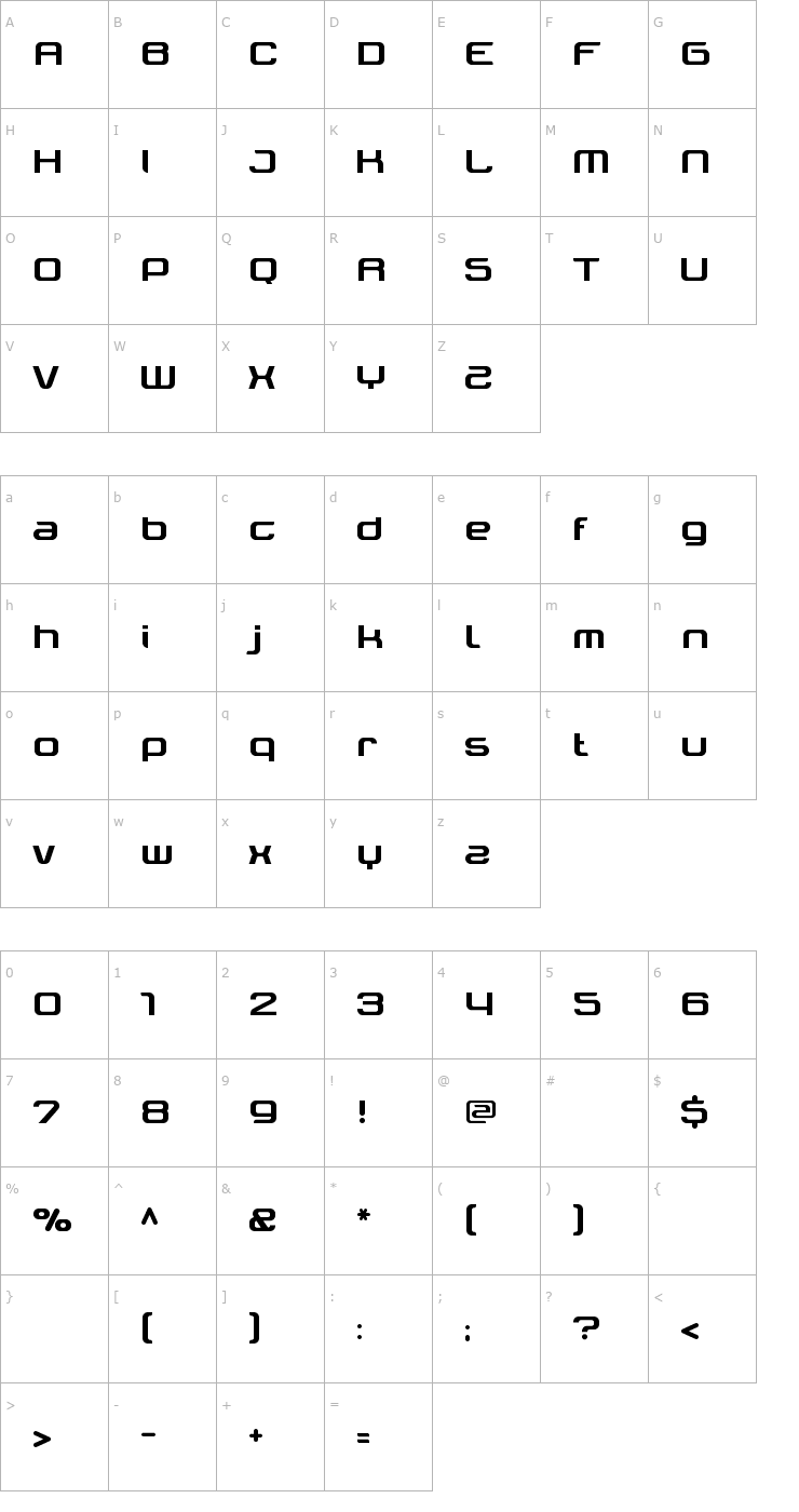 Character Map Tektrron Font