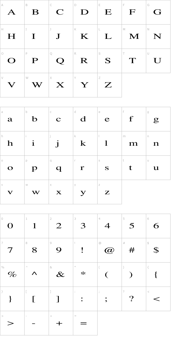 Character Map TempoFont Ex Font