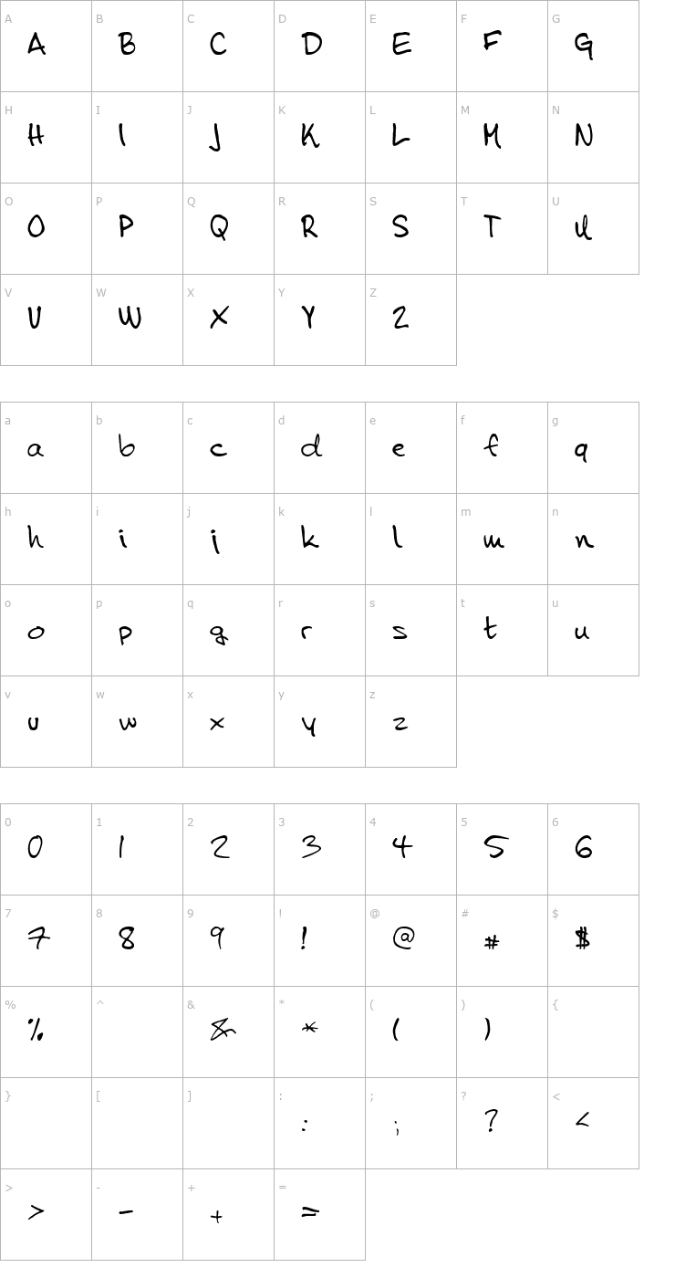 Character Map Tena Font