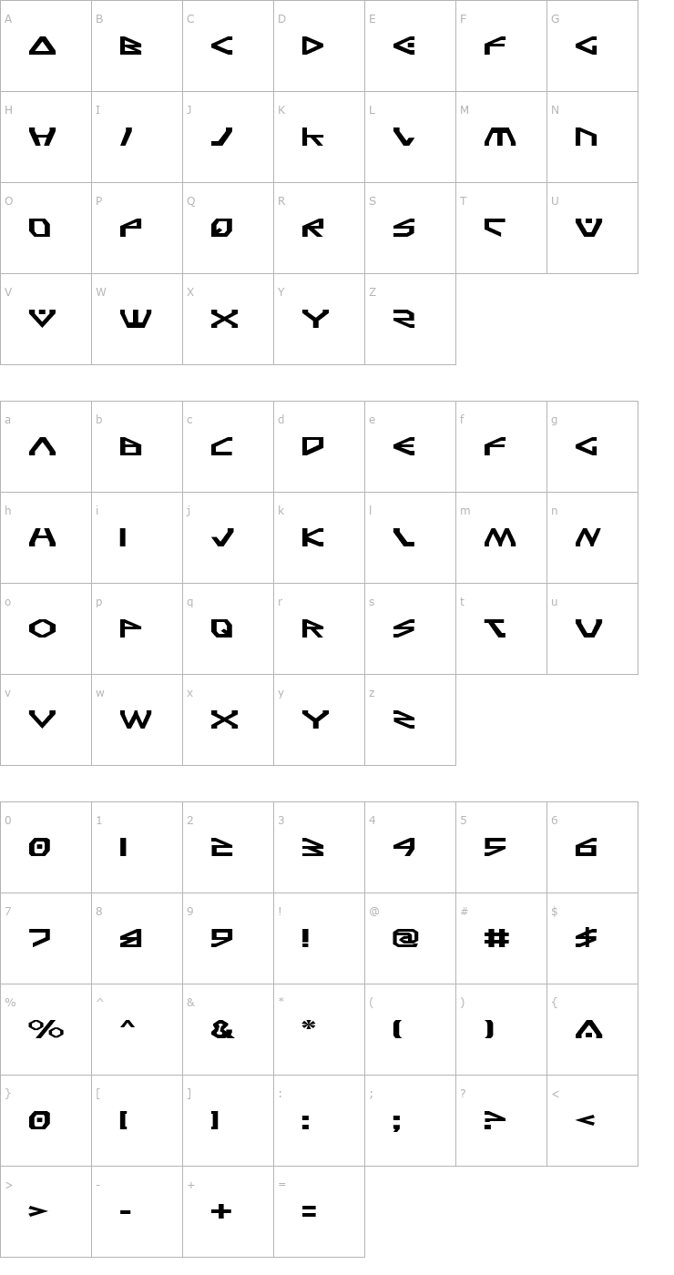 Character Map Terra Firma Expanded Font