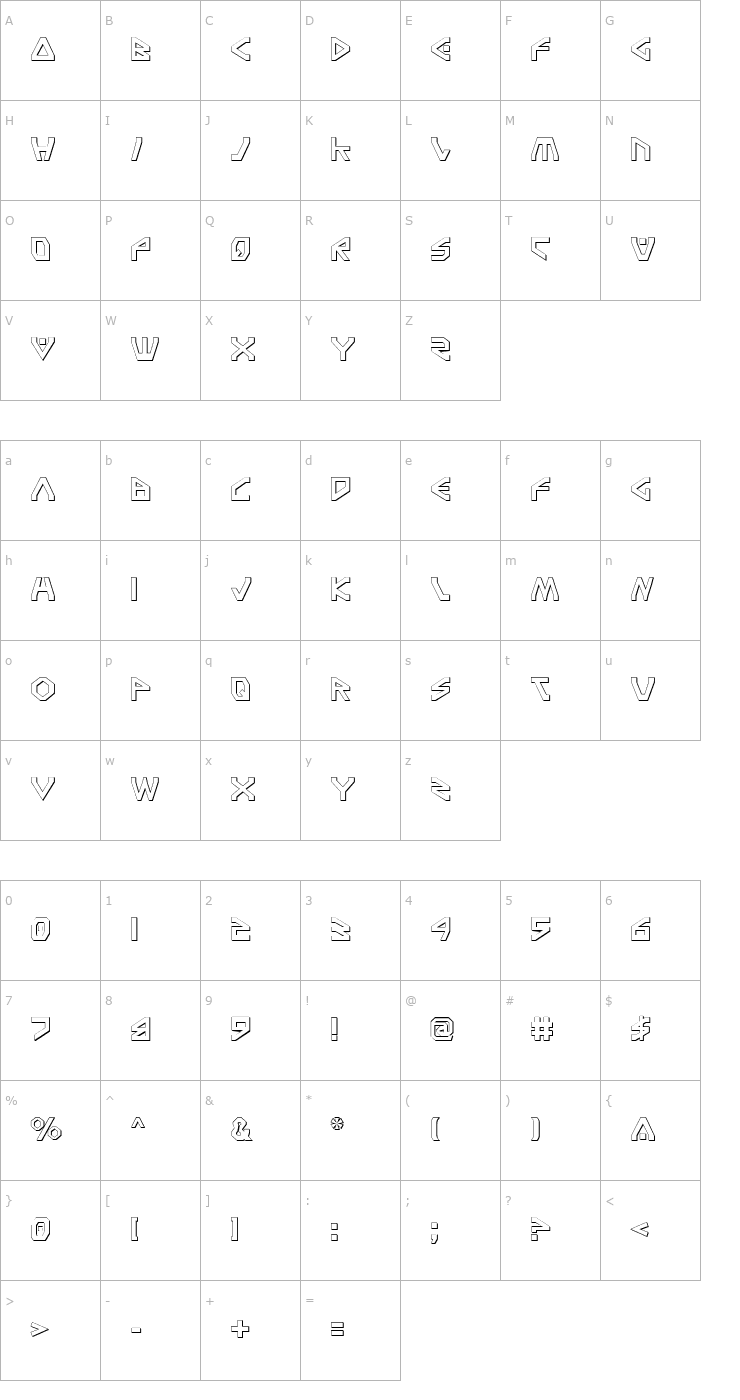 Character Map Terra Firma Shadow Font