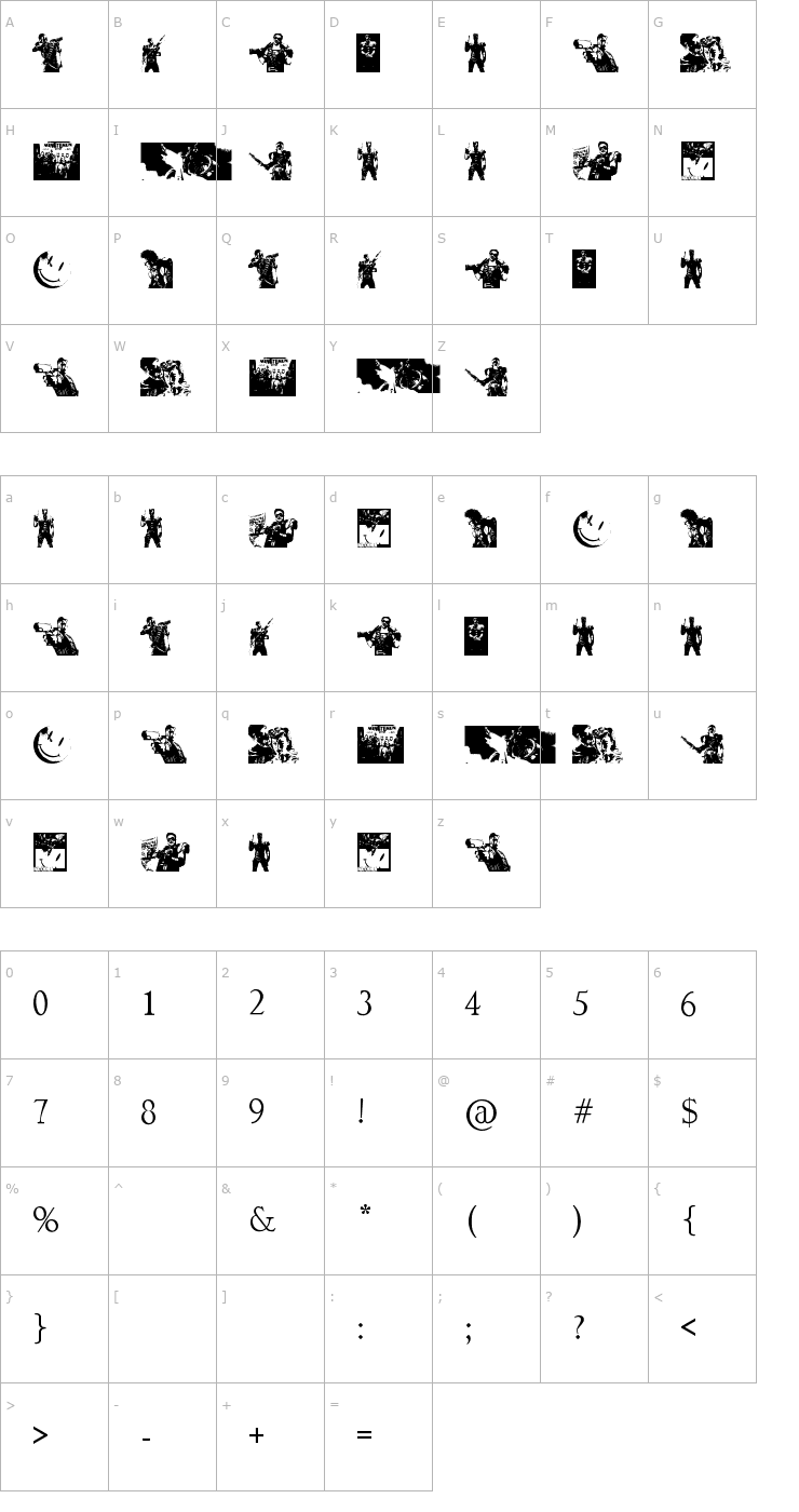 Character Map The Comedian Dingbats Font