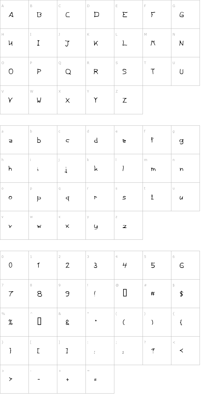 Character Map thirtyeight Font