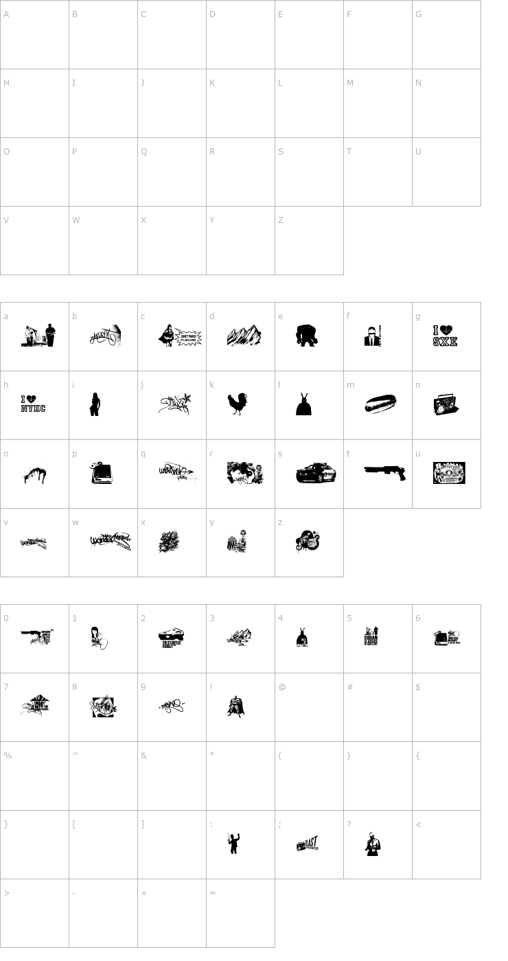 Character Map This Is My Town! Font